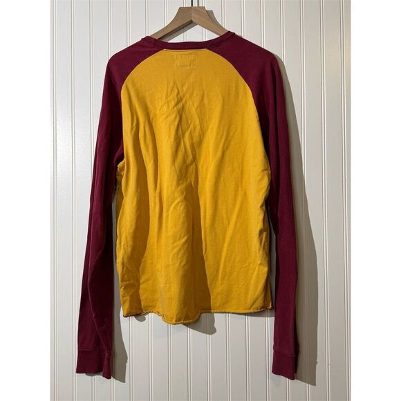 VTG Y2K Abercrombie Fitch Muscle Fit Raglan Long Sleeve Shirt XXL Gold Burgundy - Picture 5 of 11